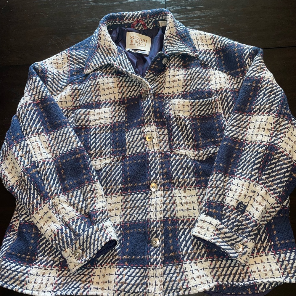 ANTHROPOLOGIE Scotch & Soda Women's Check Relaxed First Shirt Jacket Plaid